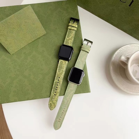 Apple Watch Band, High Quality Genuine Leather iWatch Strap - Light Green - Picture 3 of 8